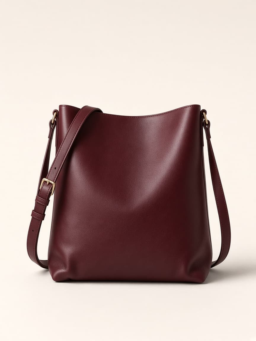 Romeah Firenze burgundy leather shoulder bag front view